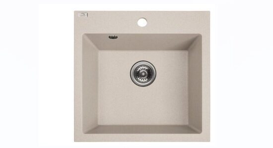 Laveo virtuves izlietne Alena 49x49x21.5cm ar sifonu, bēša